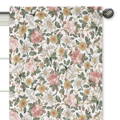 Vintage Floral White Polyester Kids' Window Curtain Panels