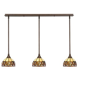 Toltec Lighting Any 3 - Light Chandelier in  Bronze with 7'' Roman Jewel Art Glass Shade - 1 of 1