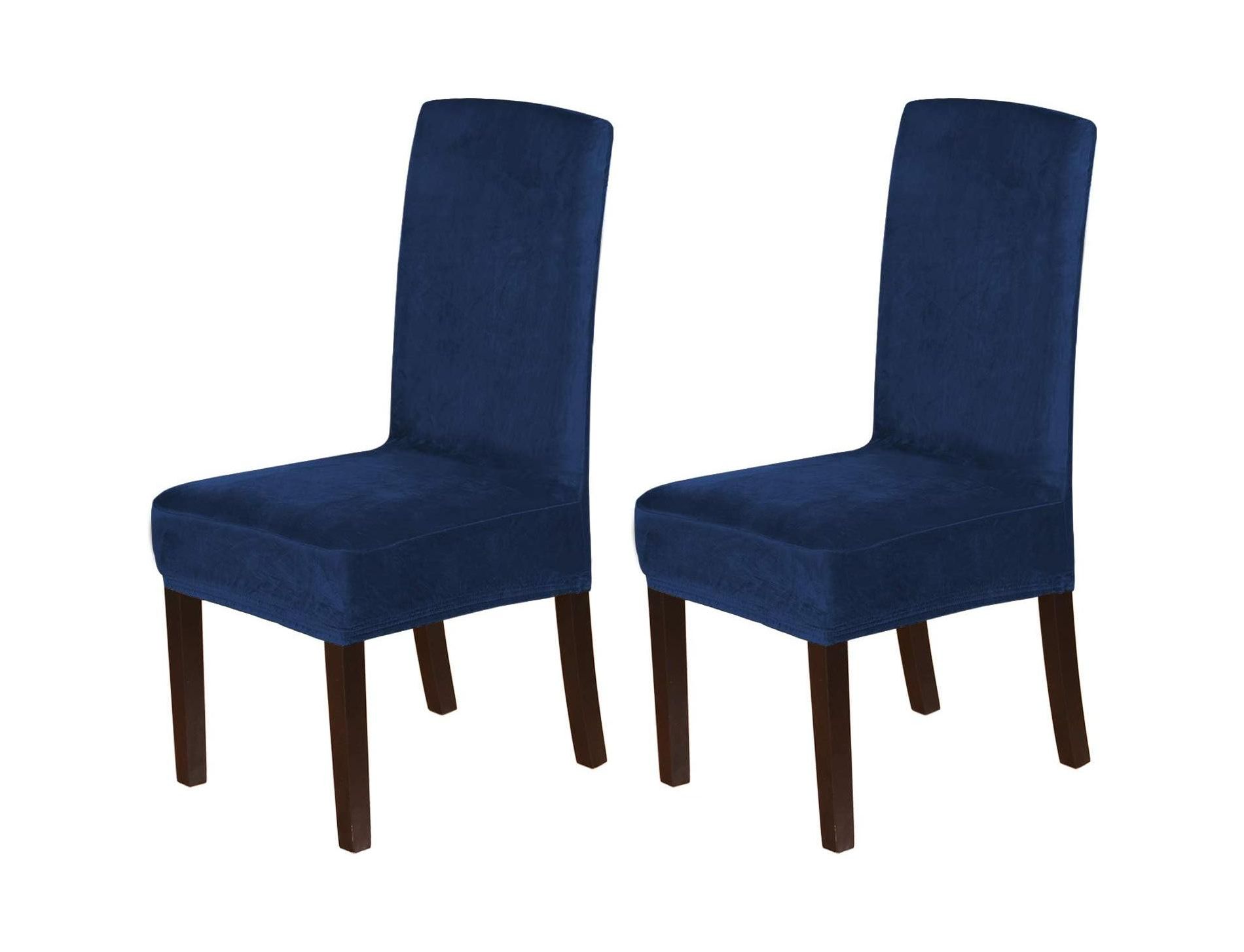 H.Versailtex Velvet Dining Chair Covers for Dining Room NAVY Pack of 2
