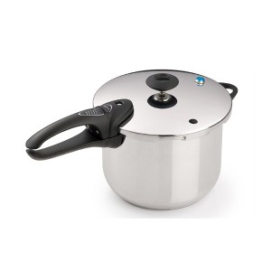 Presto 6 Quart Stainless Steel Pressure Cooker, Dishwasher Safe, Tri Clad Base - 1 of 4