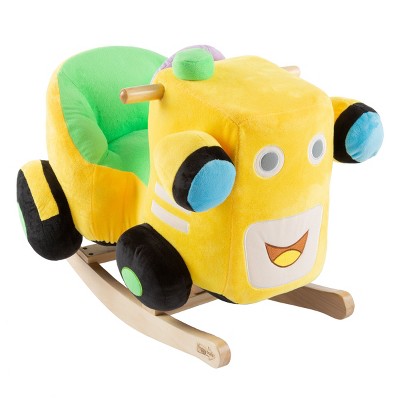 Rocking Train Toy- Kids Ride Plush Stuffed Ride on Wooden Rockers with Sounds and Handles-Make Believe Fun for Boys, Girls, Toddlers