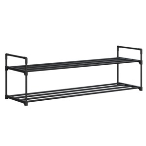 Home-Complete 2-Tier Shoe Rack for 10 Pairs, Black - 1 of 4