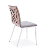 Armen Living,Crystal Dining Chair in Brushed Stainless Steel finish with Grey Faux Leather and Walnut Back - Set of 2 - 3 of 4