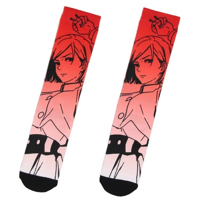 Jujutsu Kaisen Mens Anime Manga Nobara Kugisaki Character Sublimated Crew Socks