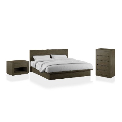 3pc Queen Deerpath Transitional Bedroom Set Light Walnut - HOMES: Inside + Out