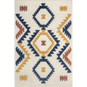 Nuloom Valen Raised Geometric Indoor/Outdoor Patio Area Rug 5x7 in Blue - 1 of 4