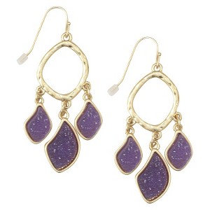 Chandlier Druzy Earring - Purple, Women