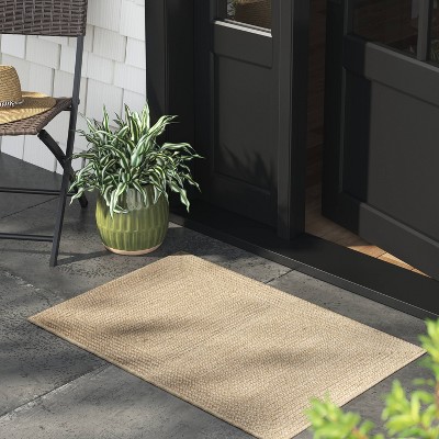 2&#39;x3&#39; Natural Woven Rectangular Braided Outdoor Accent Rug Heathered Cream - Threshold&#8482;_5