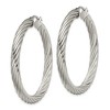 Chisel Stainless Steel Polished and Textured Hollow Hoop Earrings - 3 of 4