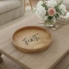 HomeRoots 14" Natural And Black Feast Round Serving Tray With Handles - 2 of 4