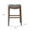 HomeRoots 31" Gray and Brown Fabric and Solid Wood Backless Bar Height Bar Chair - 3 of 4