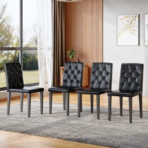 KWPZQEB Set of 4 Dining Kitchen Mid-Century Modern Chairs with Metal Legs and PU Leather Cushion for Living Room Bedroom Outdoor Lounge - 1 of 4