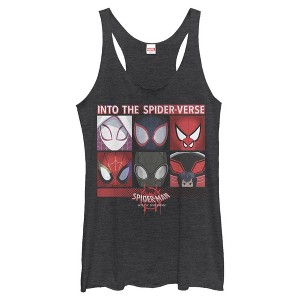 Women's Marvel Spider-Man: Into the Spider-Verse Mask Collage Racerback Tank Top - 1 of 3