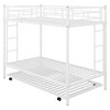 NicBex Twin Over Twin Bunk Bed with Trundle and Ladder,Loft Bed with Safety Guardrail for Bedroom,Black/White/Silver - 4 of 4