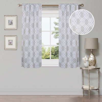 Scrolling Ribbon Trellis Room Darkening Semi-Blackout Curtains, Set of 2 by Blue Nile Mills