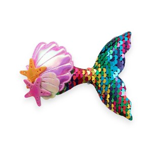 Summer Crystal - Sequin Mermaid Tail with Starry Shell Hair Clip - 1 Pack - 1 of 4