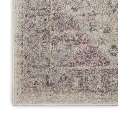 Handmade Vintage Kashan Ivory/Pink Easy-Care Rectangular Rug