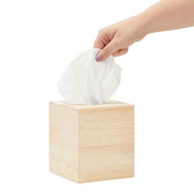 Unfinished Pine Wood Tissue Box Cover for DIY Crafts
