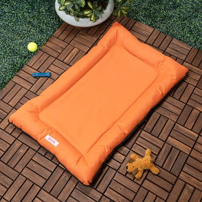 Medium Tangerine Waterproof Memory Foam Outdoor Bolster Pet Bed