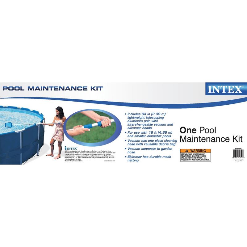 Intex 26711EH 12ft x 30in Prism Metal Frame Above Ground Swimming Pool with Filter Pump and Cleaning Maintenance Kit with Vacuum, Skimmer and Pole, 4 of 7