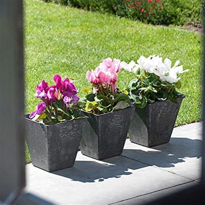 Ella Square Black Resin Planter for Indoor and Outdoor Use