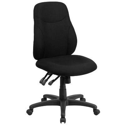 Mid-Back Black Fabric Multi-Functional Ergonomic Swivel Task Chair - Flash Furniture