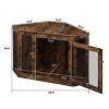 Munora - Furniture Corner Dog Crate - Lockable Wood & Mesh Kennel for Small/Medium Dogs - Indoor Pet House & Side Table - Rustic Brown - 4 of 4