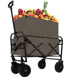 Racxily Collapsible Folding Outdoor Utility Wagon, Heavy Duty Wagon Grocery Cart, for Camping Shopping Sports Gardeing Fishing Supports 225lbs - 1 of 4