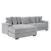 Resenkos 111.4" Reversible Chaise Sectional, Corduroy Fabric with Armrest Storage and Cup Holders, - 3 of 4