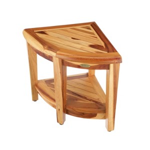 18" SnazzyCorner Tall Teak Shower Shelf - EcoDecors - 1 of 4