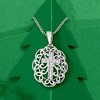 Ross-Simons 0.20 ct. t.w. Diamond Cross Filigree Pendant Necklace in Sterling Silver - 3 of 4