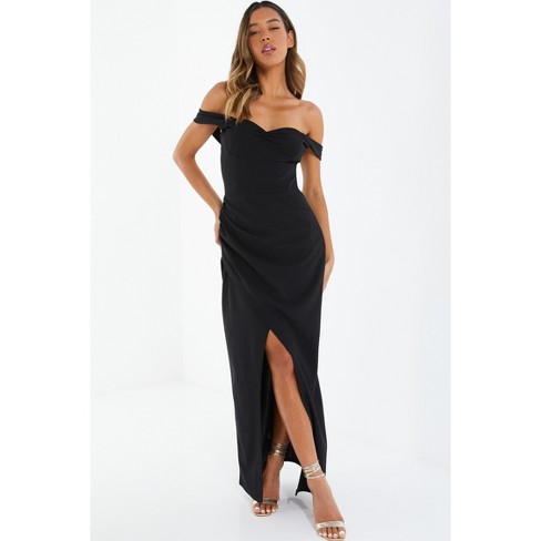 Black Bardot High Slit Maxi Dress Black10 : Target