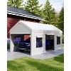 Heavy-Duty Carport with Roll-Up Windows Removable Sidewall&Door Thickened Wind Ropes,Ground Nails,Portable Car Tent Garage 180G Durable Tarp Cover - 3 of 4