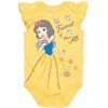Disney Princess Ariel Belle Cinderella Rapunzel Tiana Snow White Aurora Baby Girls 5 Pack Bodysuits Newborn to Infant - 3 of 4