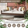 Acacia Wood Patio Swing Bed, Modern Porch Swing Hanging Daybed with 16.4ft Hemp Ropes & Ergonomic Backrest for Garden, Backyard, Black - 2 of 4