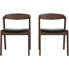 Dakota Solid Wood Dining Chairs with Black Leather Upholstery (Set of 2) – Mid-Century Modern Walnut Finish - 4 of 4
