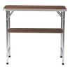 SEVOBAL Folding Tables Portable Bar Table with Shelf Tradeshow Podium with Skirt and Carrying Bag for Party and Exhibition, Brown, 104"*44"*9.5" - 2 of 4