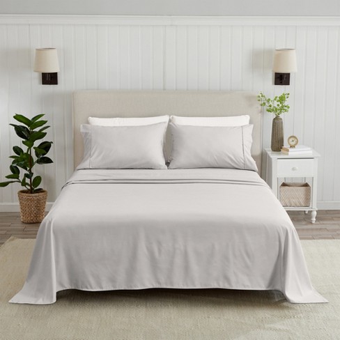 Great Bay Home Solid Microfiber Wrinkle Resistant Sheet Set Queen Grey