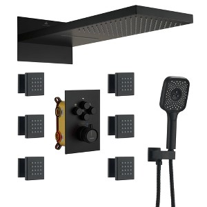 CASAINC 4-Spray Patterns 22 Inches Rectangular Wall Mounted Dual Shower Head and Handheld Shower Head 2.5 GPM - 1 of 4