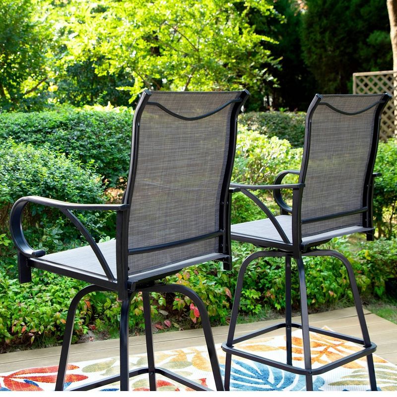 2pk Outdoor Swivel Bar Stools with Metal Frame &#38; Sling Fabric - Captiva Designs, 6 of 12