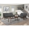 Carlson Velvet Upholstered Loveseat in Dark Gray and Dark Walnut - Lexicon - 4 of 4