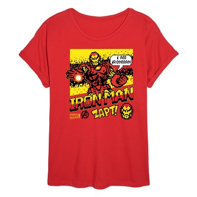 Women's - Marvel - Iron Man 8 Bit Pixelated Oversized Graphic T-Shirt