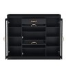 Modern Shoe Cabinet with 4 Glass Doors, 3 Hooks, Shoe Rack Storage Cabinet, Free Standing Shoe Rack Cabinet, Multifunctional Shoes Cabinet - 3 of 4