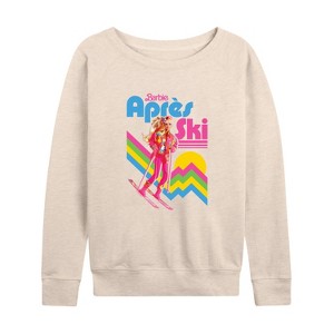 Women's - Barbie - Retro Apres Ski-Women's French Terry Pullover Lightweight French Terry Wide Neck Long Sleeve Shirt - 1 of 4
