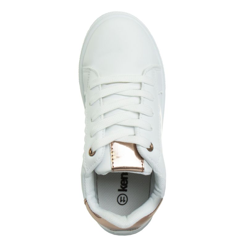 Kensie Girls White Casual Sneakers with Lace Up Closure and Glittery Accents  (Little Kid/Big Kid), 5 of 8