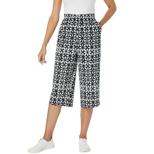 Woman Within Plus Size Elastic-Waist Knit Capri Pant - 1 of 4