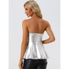 INSPIRE CHIC Women's Strapless Shiny Metallic Party Clubwear Peplum Top - 3 of 4