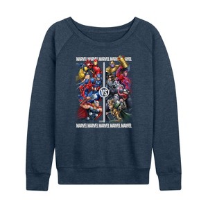 Women's - Marvel - Heros Vs Villains Lightweight French Terry Wide Neck Long Sleeve Shirt - 1 of 4