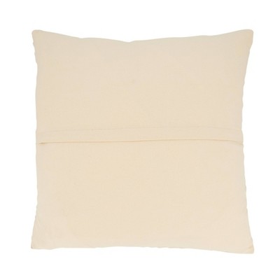 Beige Striped Cotton Blend Square Throw Pillow Cover
