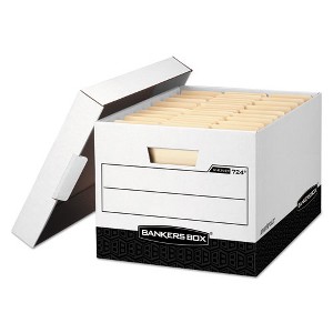Bankers Box R-KIVE Heavy-Duty Storage Boxes, Letter/Legal Files, 12.75" x 16.5" x 10.38", White/Black, 12/Carton - 1 of 4